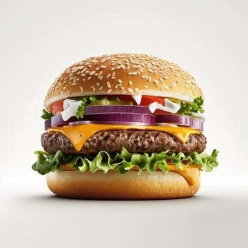 Cheeseburger isolated on white background. Fresh burger fastfood with beef Иллюстрация