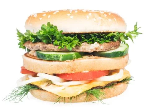 Cheeseburger isolated on white background Stock Photos