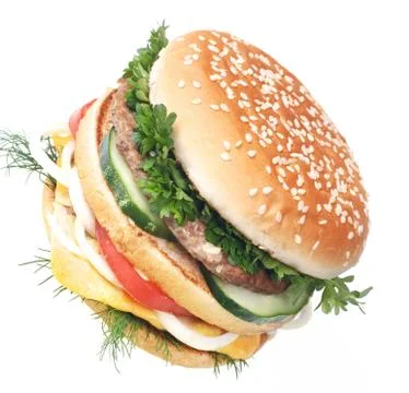 Cheeseburger isolated on white background Stock Photos