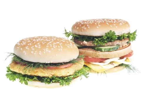 Cheeseburger isolated on white background Stock Photos