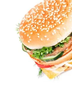 Cheeseburger isolated on white background Stock Photos