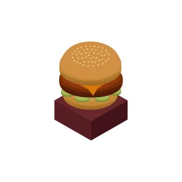 Cheeseburger isometric icon. Stock Illustration