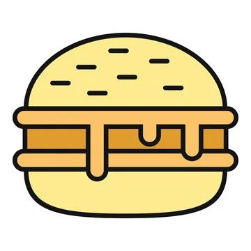 Cheeseburger line icon representing fast food and snack Stock Illustration