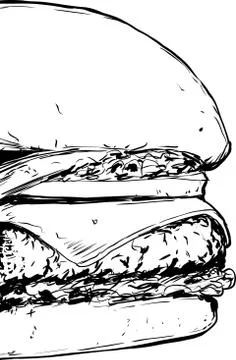 Cheeseburger Outline Stock Illustration
