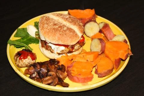 Cheeseburger plate Stock Photos