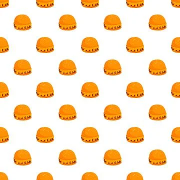 Cheeseburger seamless repeating pattern on white background Stock Illustration