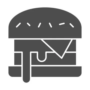 Cheeseburger solid icon, Street food concept, burger sign on white background イラスト素材