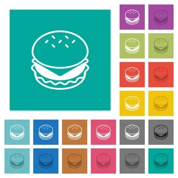 Cheeseburger square flat multi colored icons Stock Illustration