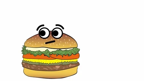 Cheeseburger thinks of human Stock Footage 99735294