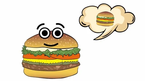 Cheeseburger thinks of itself Stock Footage 99735378