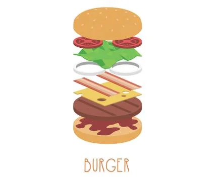 Cheeseburger toppings in separate layers Stock Illustration