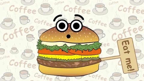 Cheeseburger trick and coffee Stock Footage 98299886