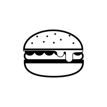 Cheeseburger vector icon with sesame seed bun and dripping cheese Stock Illustration