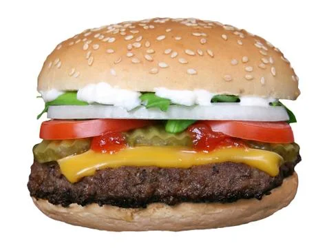 Cheeseburger with vegetables Stock Photos