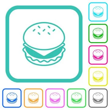 Cheeseburger vivid colored flat icons Stock Illustration