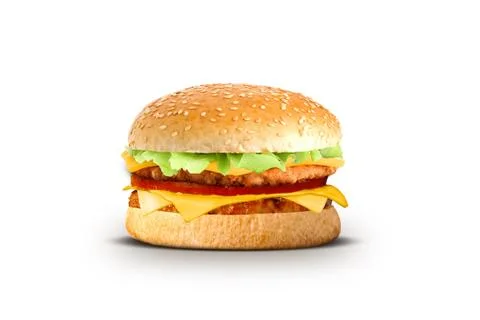 Cheeseburger on a white background Stock Photos