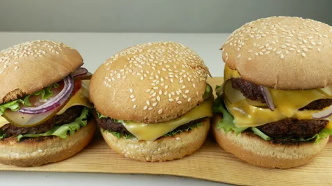 Cheeseburgers and double cheeseburger Stock Footage 241813103