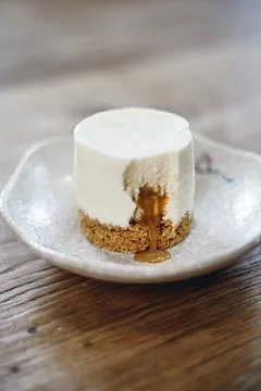 Cheesecake with caramel Stock Photos