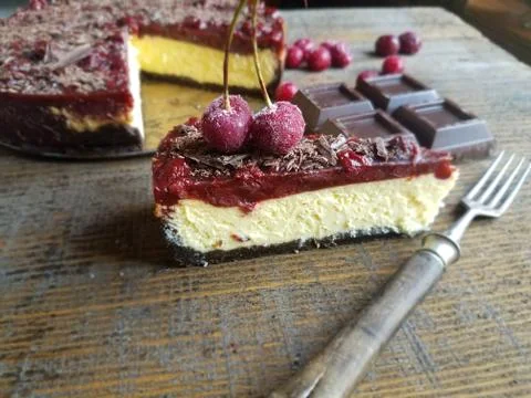 Cheesecake with cherries Foto stock