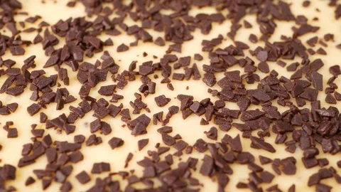 Cheesecake with chocolate chips. Rotation. Stock Footage 71133860