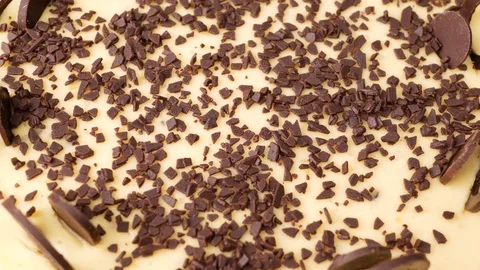 Cheesecake with chocolate chips. Rotation. Stock Footage 71133942
