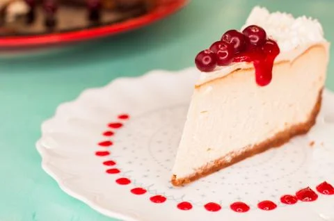 Cheesecake with cranberries Stock Photos