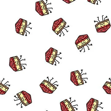 Cheesecake dessert character vector seamless pattern Illustrazione stock