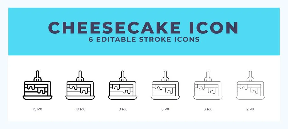 Cheesecake icon with different stroke. Editable stroke. Vector illustration. Stock Illustration