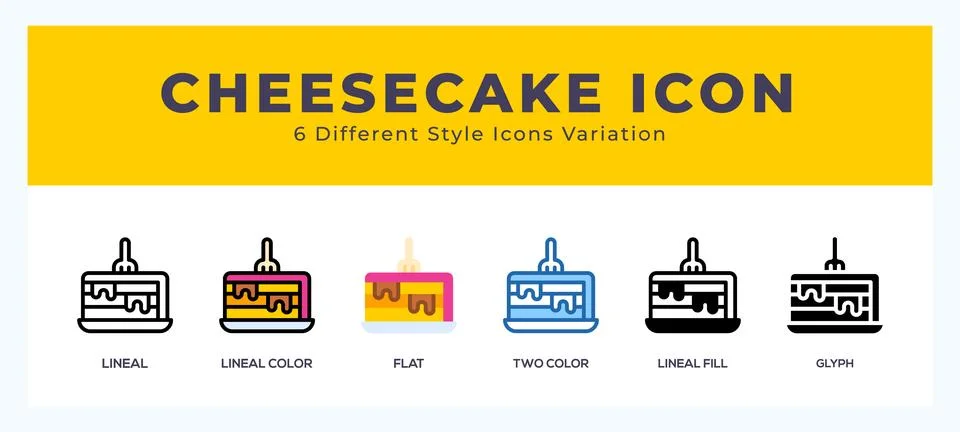 Cheesecake icon set pack vector illustration. 스톡 일러스트