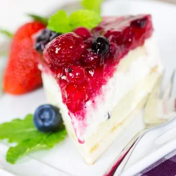 Cheesecake with mixed berries Stock Photos