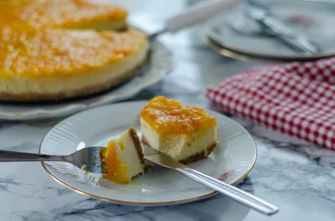 The cheesecake with orange. 写真素材