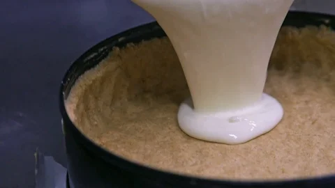 Cheesecake preparation process Stock Footage 120071928
