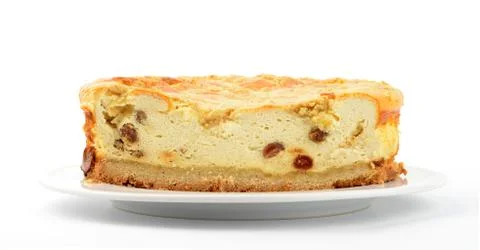Cheesecake with raisins Stock Photos