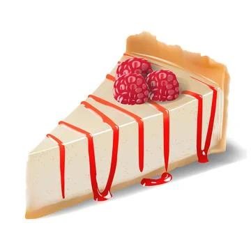 Cheesecake with raspberries, Vector Illustration isolated on white background Illustrazione stock