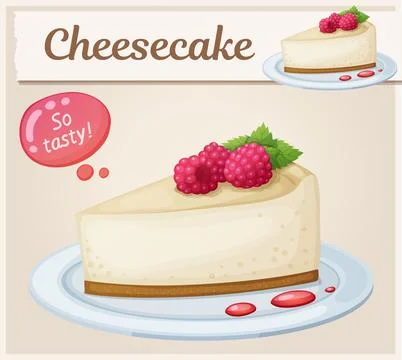 Cheesecake with raspberry icon. Cartoon vector illustration Stock Illustration