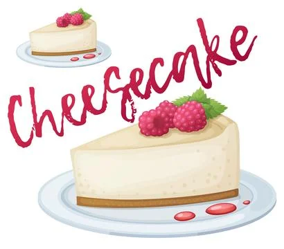 Cheesecake with raspberry icon. Cartoon vector illustration isolated on white Stock Illustration