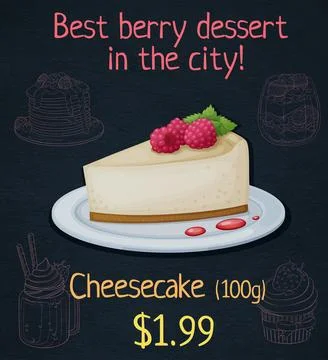 Cheesecake with raspberry icon. Cartoon vector illustration Stock Illustration