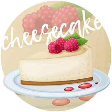 Cheesecake with raspberry icon. Cartoon vector illustration Stock Illustration