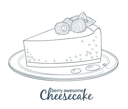 Cheesecake with raspberry icon isolated on white background Stock Illustration