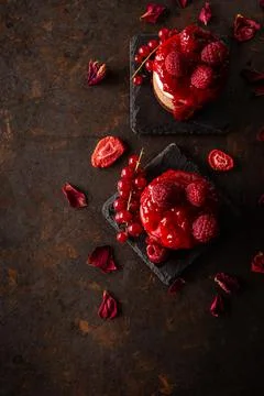 Cheesecake with raspberry Stock Photos