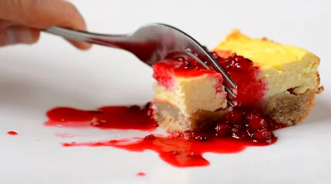 Cheesecake with red fruit Stock Footage 41750366