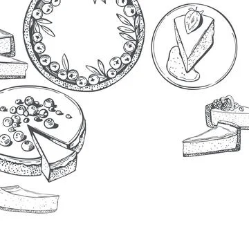 Cheesecake set. Vector background. Stock Illustration