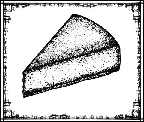 Cheesecake sketch and etching vector illustration. Homemade bakery engraving for Stock Illustration