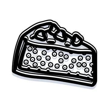 Cheesecake slice with berries doodle drawing 스톡 일러스트