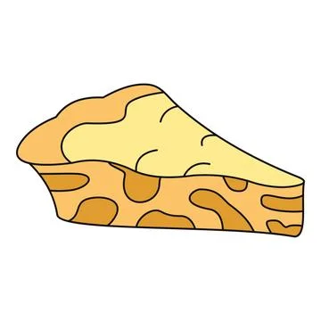 Cheesecake slice cartoon drawing with colored contour lines Stock Illustration
