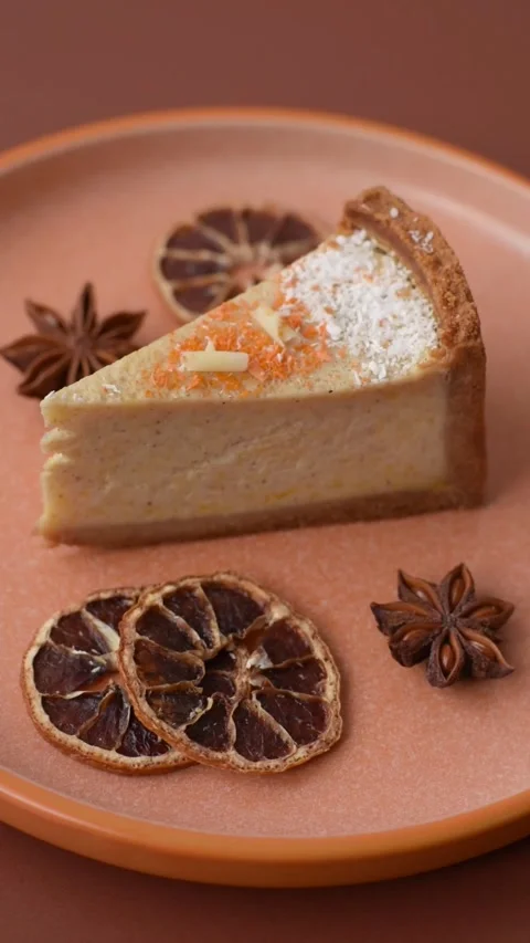 Cheesecake, a slice of sweet pie, a classic cheese dessert. Cheesecake as a food Stock Footage 321416127