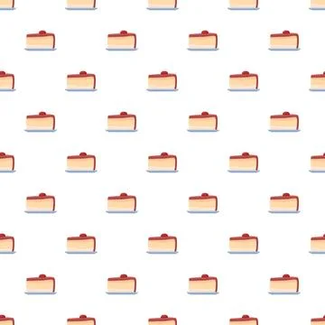 Cheesecake slices pattern with cherry topping 스톡 일러스트