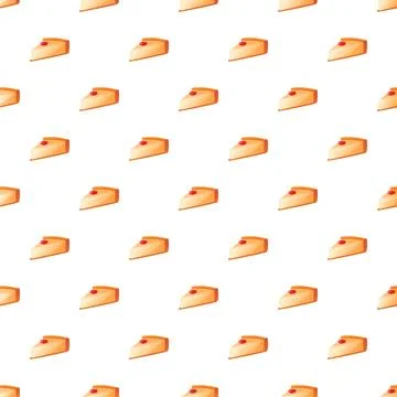 Cheesecake slices seamless pattern on white background Stock Illustration