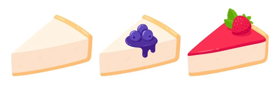 Cheesecake slices set 스톡 일러스트