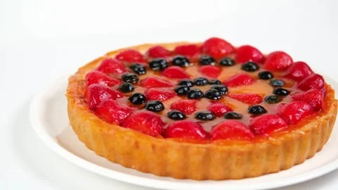 . Cheesecake with strawberr Stock Footage 282963137